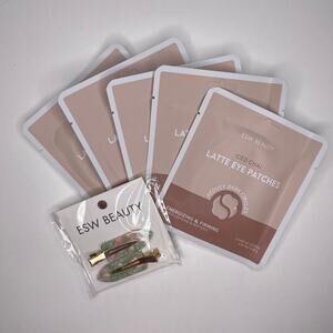 ESW Beauty — Set of 5 Iced Chai Latte Vegan Korean Eye Masks + Hair Clips — NEW!
